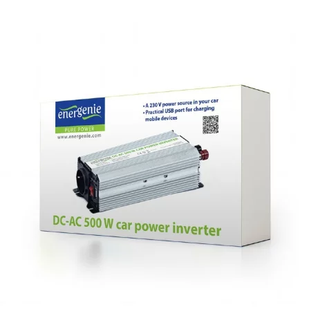 INVERTER GEMBIRD cu sinusoida simulata, Inverter auto, 500W, Schuko x 1, baterie 12V, &quot;EG-PWC-033&quot;, (include TV 3 lei)
