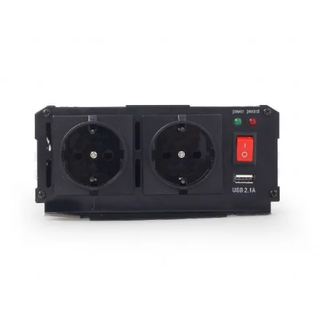 INVERTER GEMBIRD cu sinusoida simulata, Inverter auto, 800W, Schuko x 2, baterie 12V, &quot;EG-PWC-044&quot;, (include TV 3 lei)