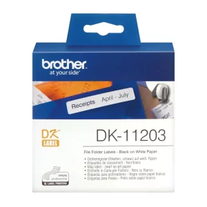 Brother DK11203 Etichete de hartie pentru dosare 17mm X 87mm Negru/Alb 300 buc