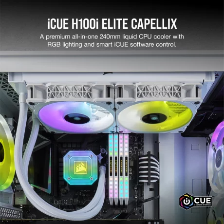 COOLER CORSAIR, &quot;iCUE H100i ELITE CAPELLIX&quot;, skt. universal, racire cu lichid, vent. 120 mm x 2, 2400 rpm, LED RGB ,&quot;CW-9060050-WW&quot;