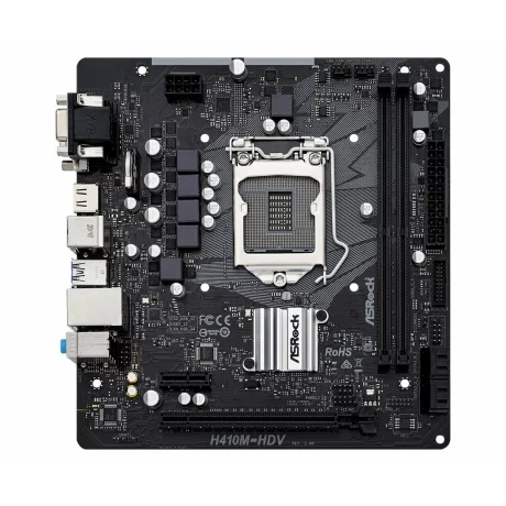 PLACA de BAZA Asrock H410M-HDV R2.0, skt LGA 1200, Intel H410, mATX, slot RAM 2 x DDR4, max 64 GB, 4x S-ATA 3, nux M.2, 1x PCI-E, PCI-E3.0 x 16 x 1, PCI-E3.0 x 1 x 1, LAN 10/100/1000 Mbps, HDMI, DVI -D, VGA, 7.1, &quot;H410M-HDV R2.0&quot;