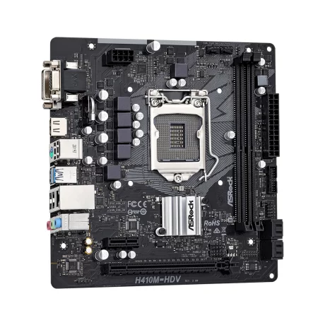 PLACA de BAZA Asrock H410M-HDV R2.0, skt LGA 1200, Intel H410, mATX, slot RAM 2 x DDR4, max 64 GB, 4x S-ATA 3, nux M.2, 1x PCI-E, PCI-E3.0 x 16 x 1, PCI-E3.0 x 1 x 1, LAN 10/100/1000 Mbps, HDMI, DVI -D, VGA, 7.1, &quot;H410M-HDV R2.0&quot;