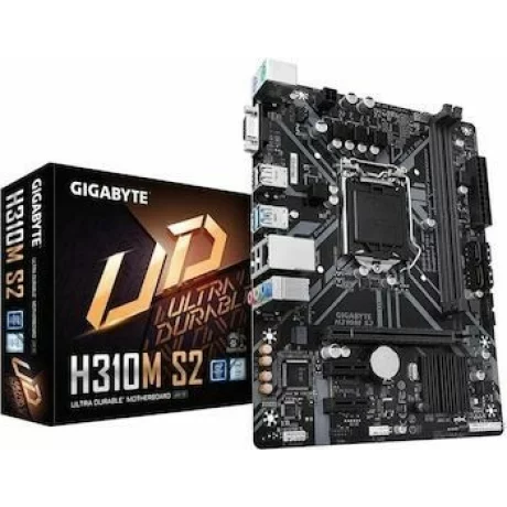 PLACA de BAZA Gigabyte  H310M S2, skt LGA 1151, Intel H370, mATX, slot RAM 2 x DDR4, max 32 GB, 1x S-ATA 3, nux M.2, 1x PCI-E, PCI-E3.0 x 16 x 1, PCI-E3.0 x 1 x 1, LAN 10/100/1000 Mbps, VGA, 7.1, &quot;H310M S2 1.1&quot;