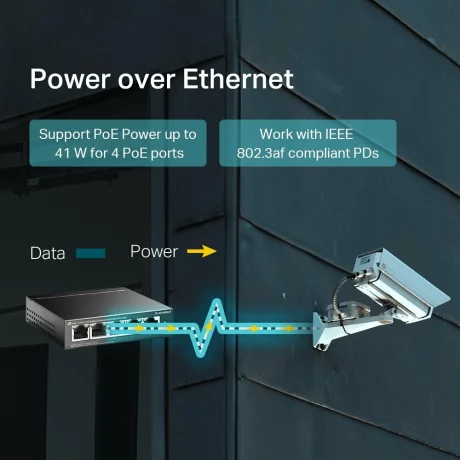 SWITCH PoE TP-LINK  5 porturi 10/100Mbps carcasa metalica TL-SF1005LP