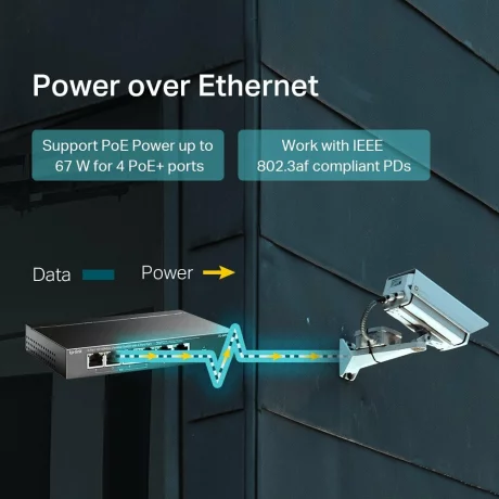 SWITCH PoE TP-LINK  6 porturi 10/100Mbps carcasa metalica TL-SF1006P