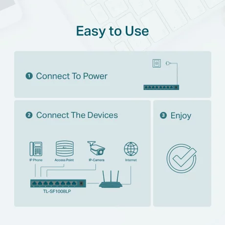 SWITCH PoE TP-LINK  8 porturi 10/100Mbps carcasa metalica TL-SF1008LP