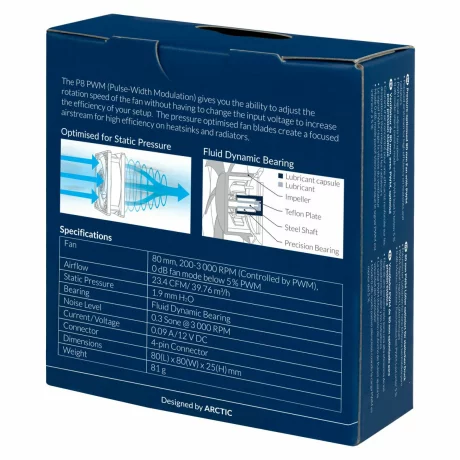 VENTILATOR ARCTIC PC 80x80x25 mm, P8 PWM ACFAN00149A