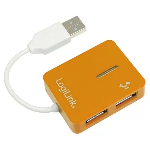 HUB extern LOGILINK, porturi USB: USB 2.0 x 4, conectare prin USB 2.0, cablu 0.05 m, portocaliu, &quot;UA0137&quot; (include TV 0.75 lei)