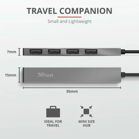 Trust Halyx Aluminium 4 Mini USB Hub &quot;TR-23786&quot;