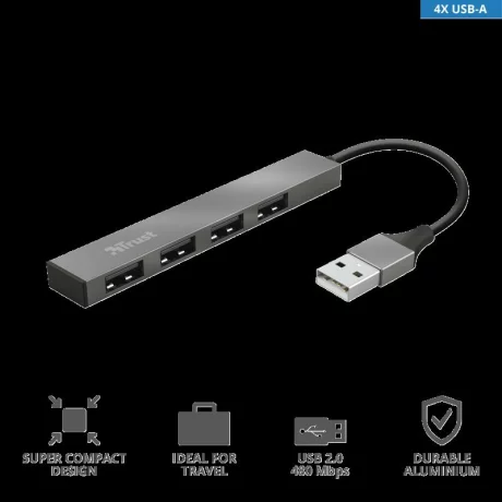 Trust Halyx Aluminium 4 Mini USB Hub &quot;TR-23786&quot;