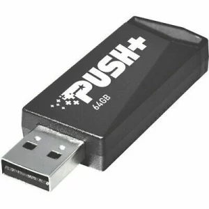 MEMORIE USB 3.2 PATRIOT PUSH+,  64 GB, profil mic, negru, PSF64GPSHB32U