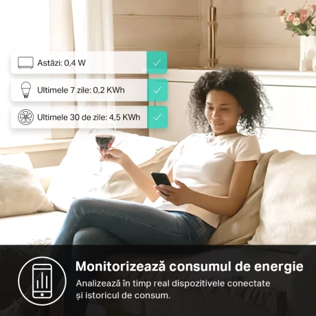 PRIZA inteligenta TP-LINK, Monitorizare consum, Wi-Fi, alb KP115