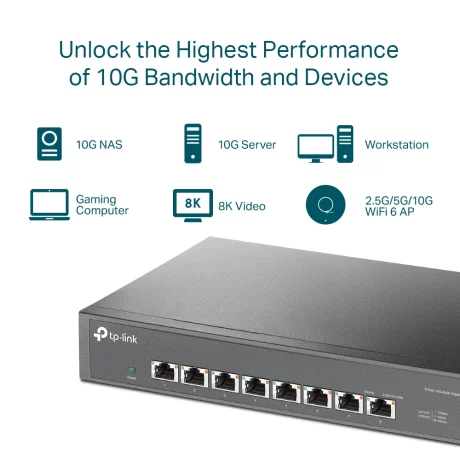 SWITCH TP-LINK  8 porturi 10G carcasa metalica &quot;TL-SX1008&quot; (include timbru verde 1.5 lei)