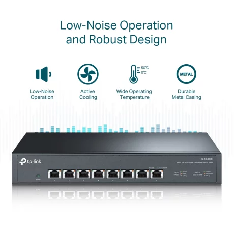 SWITCH TP-LINK  8 porturi 10G carcasa metalica &quot;TL-SX1008&quot; (include timbru verde 1.5 lei)