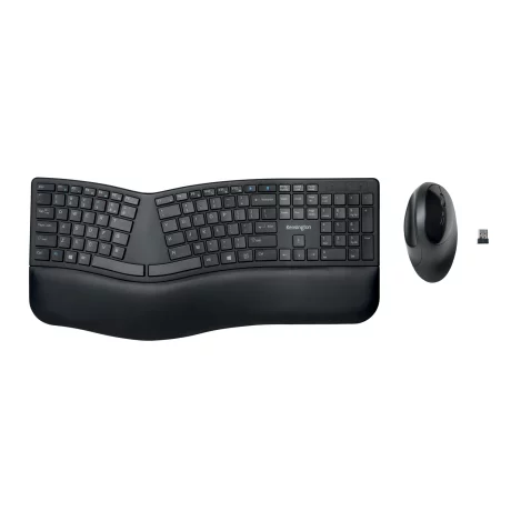 KIT wireless Kensington - ergonomic, &quot;Profit Ergo&quot;, tastatura wireless 104 taste + mouse wireless 1200dpi, palmrest, 5 butoane, rotita scroll, nagreu, &quot;K75406UK&quot;  (include TV 0.75 lei)