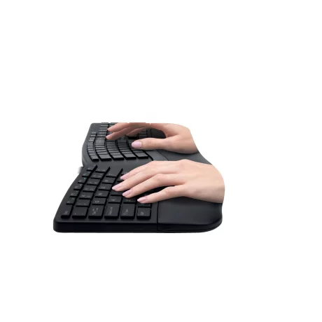 KIT wireless Kensington - ergonomic, &quot;Profit Ergo&quot;, tastatura wireless 104 taste + mouse wireless 1200dpi, palmrest, 5 butoane, rotita scroll, nagreu, &quot;K75406UK&quot;  (include TV 0.75 lei)