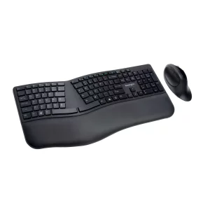 KIT wireless Kensington - ergonomic, &quot;Profit Ergo&quot;, tastatura wireless 104 taste + mouse wireless 1200dpi, palmrest, 5 butoane, rotita scroll, nagreu, &quot;K75406UK&quot;  (include TV 0.75 lei)