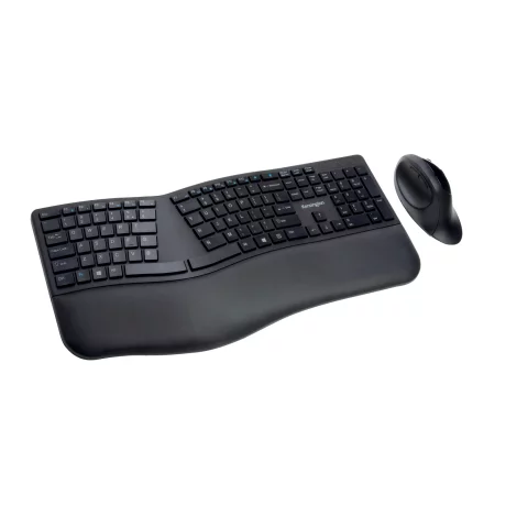 KIT wireless Kensington - ergonomic, &quot;Profit Ergo&quot;, tastatura wireless 104 taste + mouse wireless 1200dpi, palmrest, 5 butoane, rotita scroll, nagreu, &quot;K75406UK&quot;  (include TV 0.75 lei)