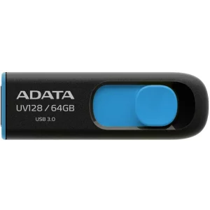 Memorie USB 3.2 ADATA 64 GB, retractabila, carcasa plastic, negru / albastru