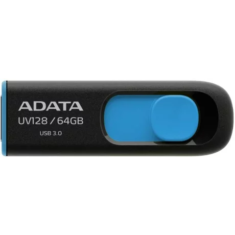 Memorie USB 3.2 ADATA 64 GB, retractabila, carcasa plastic, negru / albastru