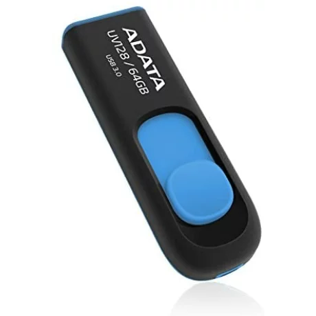 Memorie USB 3.2 ADATA 64 GB, retractabila, carcasa plastic, negru / albastru