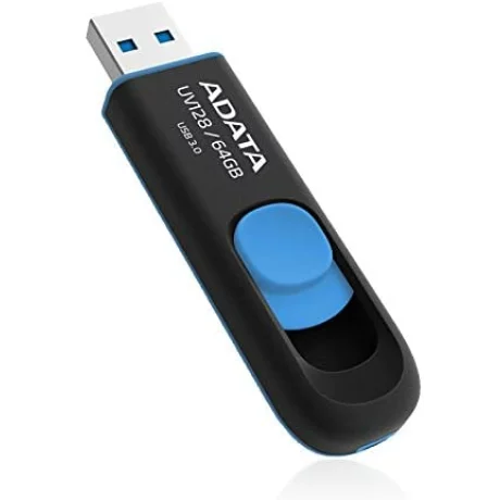 Memorie USB 3.2 ADATA 64 GB, retractabila, carcasa plastic, negru / albastru