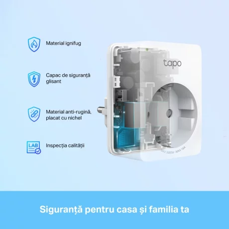 PRIZA inteligenta TP-LINK, Schuko x 1, Bluetooth, WiFi, alb Tapo P110