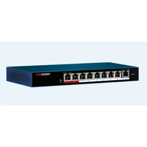 POE switch Hikvision, DS-3E0109P-E/M; L2, Unmanaged, 8x 100M PoE port, 1x 100M uplink port, 802.3af/at, PoE power budget 58W, 250m long distance transmission. &quot;DS-3E0109P-E/M&quot;