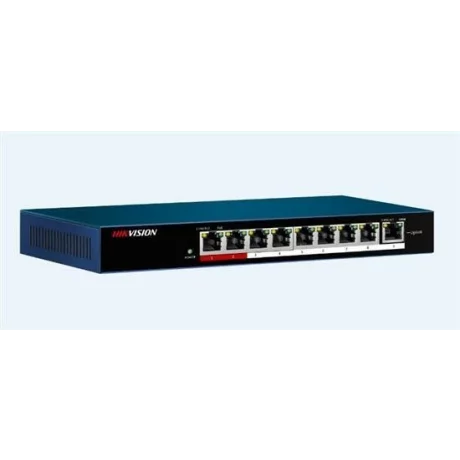 POE switch Hikvision, DS-3E0109P-E/M; L2, Unmanaged, 8x 100M PoE port, 1x 100M uplink port, 802.3af/at, PoE power budget 58W, 250m long distance transmission. &quot;DS-3E0109P-E/M&quot;