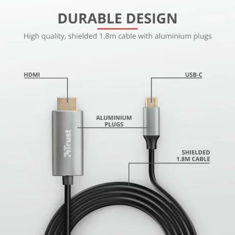 Trust Calyx USB-C to HDMI Adapter Cable, &quot;TR-23332&quot; (include TV 0.06 lei)