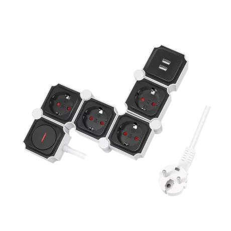 Prelungitor Logilink, Schuko (T), USB x 2, cablu 1.5 m LPS276U