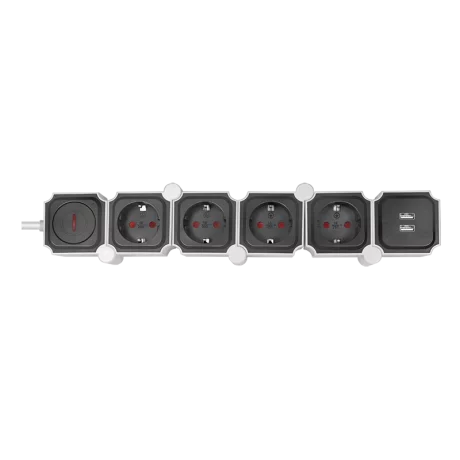 Prelungitor Logilink, Schuko (T), USB x 2, cablu 1.5 m LPS276U