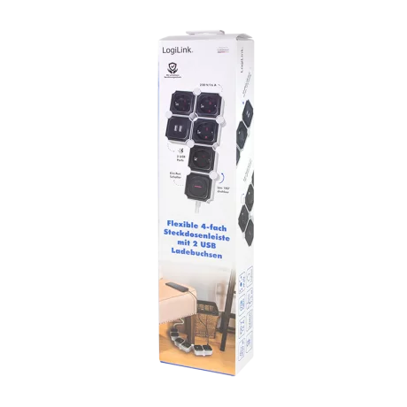 Prelungitor Logilink, Schuko (T), USB x 2, cablu 1.5 m LPS276U