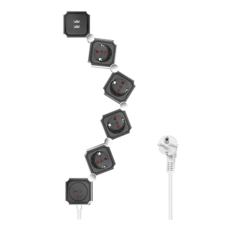 Prelungitor Logilink, Schuko (T), USB x 2, cablu 1.5 m LPS276U