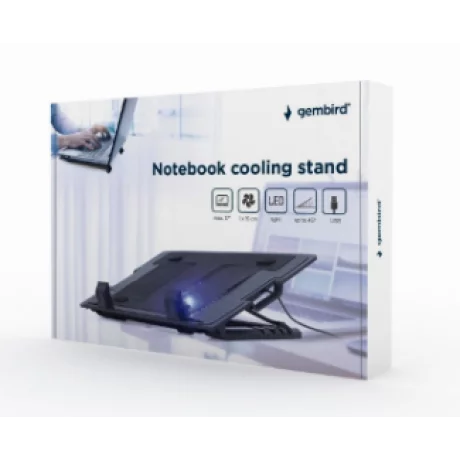 STAND GEMBIRD notebook 17&quot;, sita metal, fan 15cm, 5 pozitii (5/20/30/40/45), LED light, black, &#039;&#039;NBS-1F17T-01&quot;