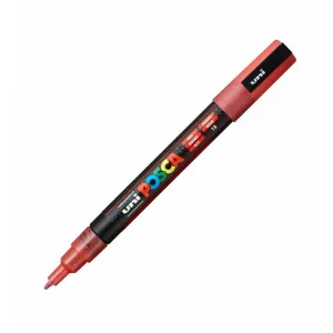 Marker Uni Posca 0.9-1.3Mm PC-3Ml, Rosu Cu Sclipici