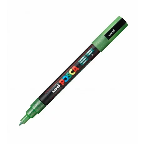 Marker Uni Posca 0.9-1.3Mm PC-3Ml, Verde Cu Sclipici