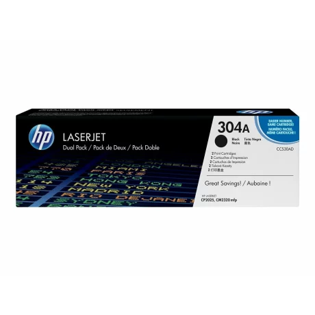Cartus Toner Dual-Pack Original HP Black, nr.304A,  2x3.5K, CC530AD