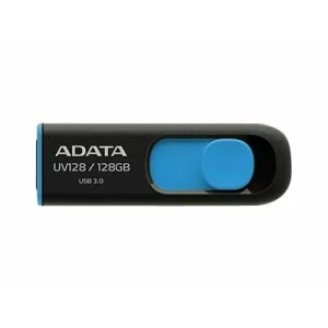 Memorie USB ADATA AUV128-128G-RBE Unitate flash Adata UV128 128GB USB3, fara capac, retractabil, negru si albastru