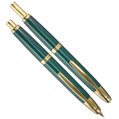 Stilou Pilot Capless Verde Accesorii Aurii Varf Mediu PFC-1500RGMG