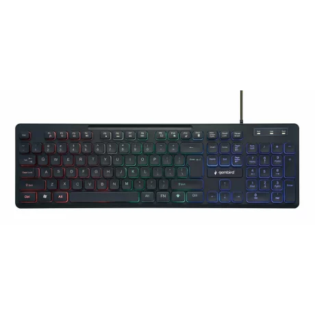 Tastatura multimedia cu iluminare din spate Curcubeu, neagra, Layout SUA