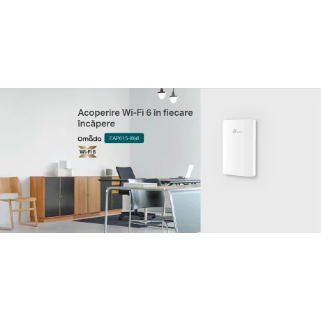Access Point TP-Link Wi-Fi 6 AX1800 cu 4× Porturi Gigabit, Administrare via Cloud și Suport PoE