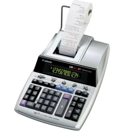 Calculator de birou CANON, MP-1411LTSC, ecran 14 digiti, Ribon, functie business, tax si conversie moneda, gri, 2497B001AA
