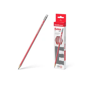Creion hexagonal cu gumă Extra HB 12 buc/cutie, Erich Krause