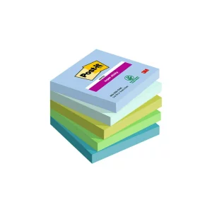 Notes adeziv Super Sticky 76 x 76 mm, 90 file x 5 culori asortate, Post-It