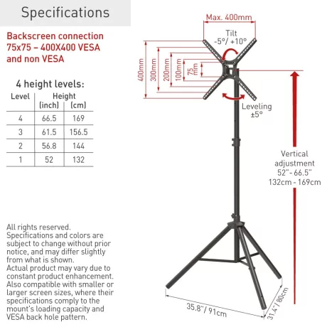 Barkan Portable Tripod Floor Sta 13&quot;-65&quot;