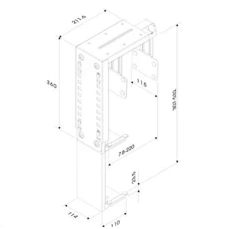 NM PC Mount UnderDesk 22/53cm Black