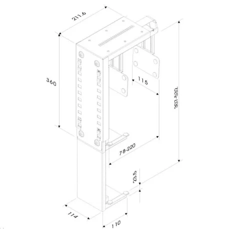 NM PC Mount UnderDesk 22/53cm Silver