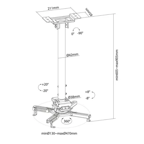 NM Projector Ceiling Mount 60-90cm