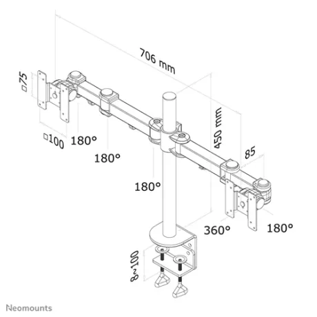 NM Screen TV Desk Clamp Full Mot 10&quot;-27&quot;